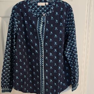 Belle by Kim Gravel Navy Floral Blouse